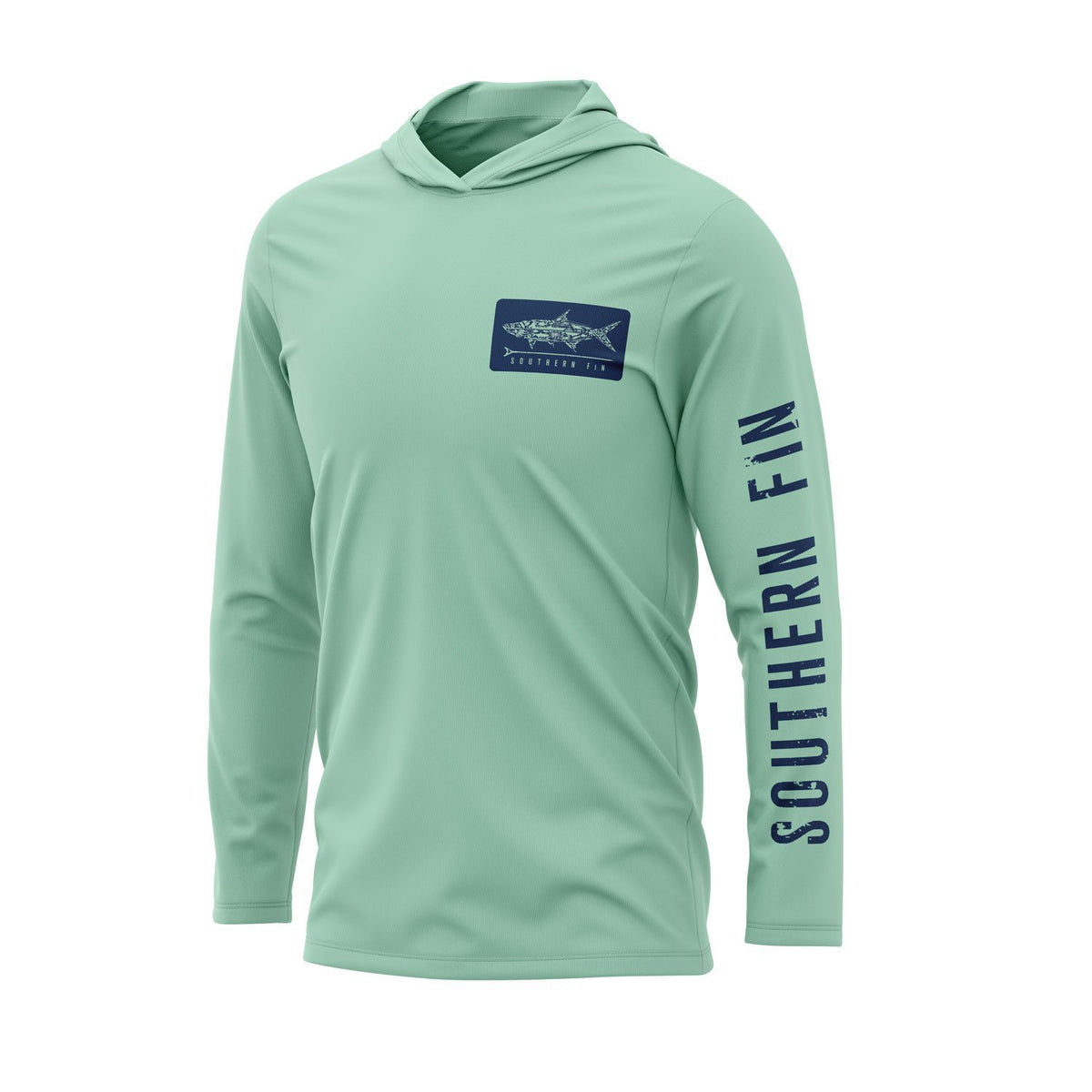 Southern Fin Apparel Mens Long Sleeve Fishing Hoodie Shirt with UV Sun Protection, adult Unisex, Size: Small, Green