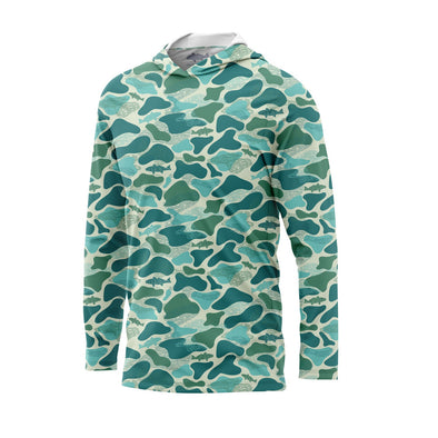 Performance Fishing Hoodie Shirt UPF 50+ (Green Camo), XXL