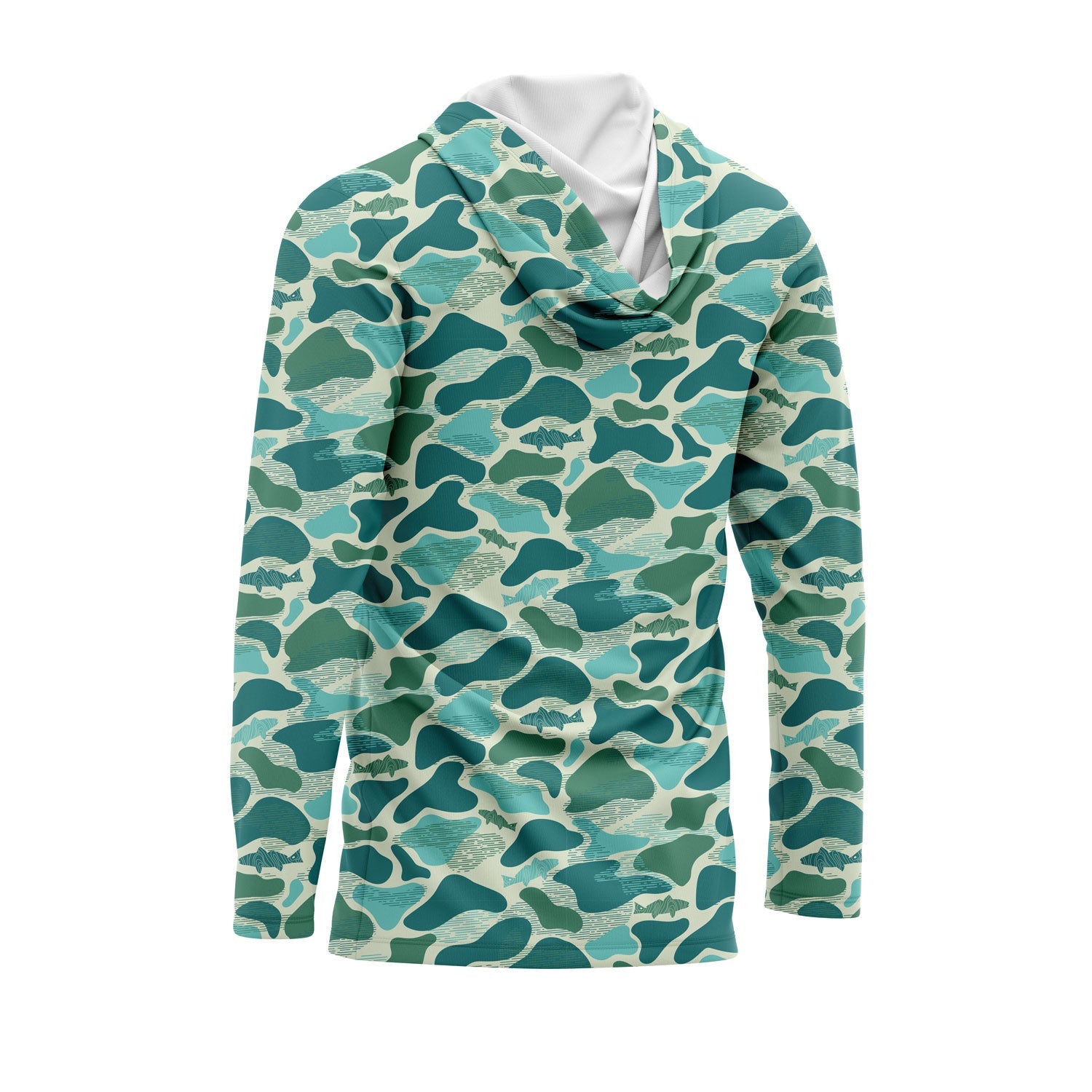 Performance Fishing Hoodie Shirt UPF 50+ (Green Camo), L