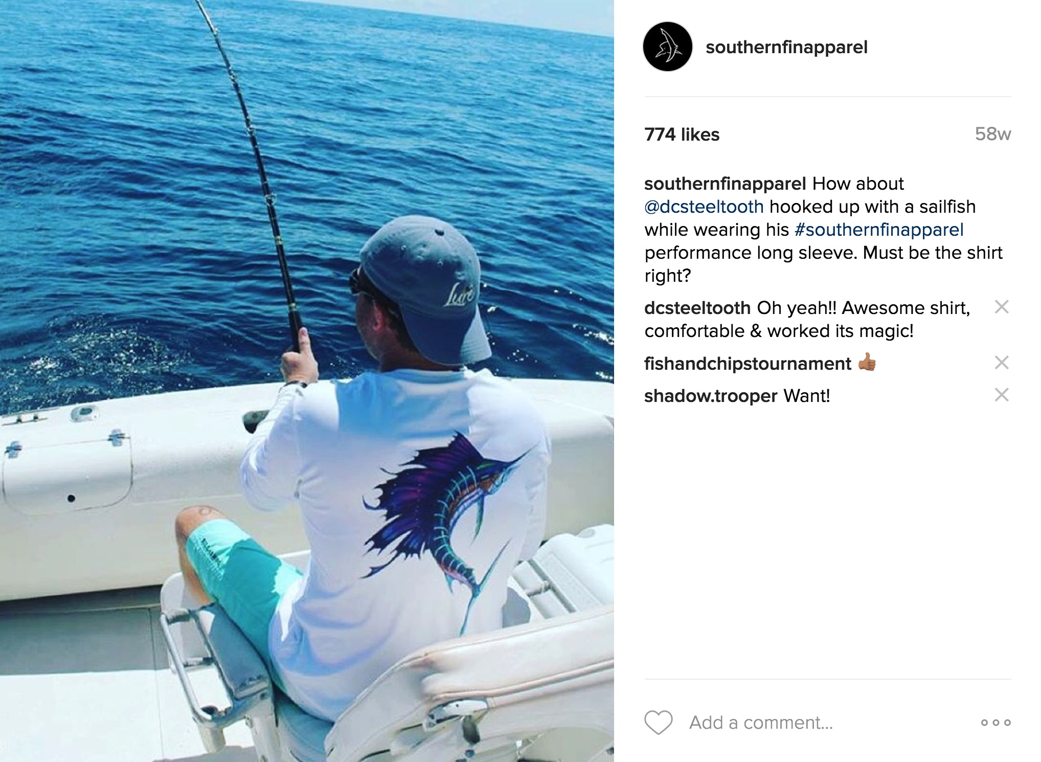 Performance Fishing Shirt Long Sleeve UPF 50+ (Sailfish), L